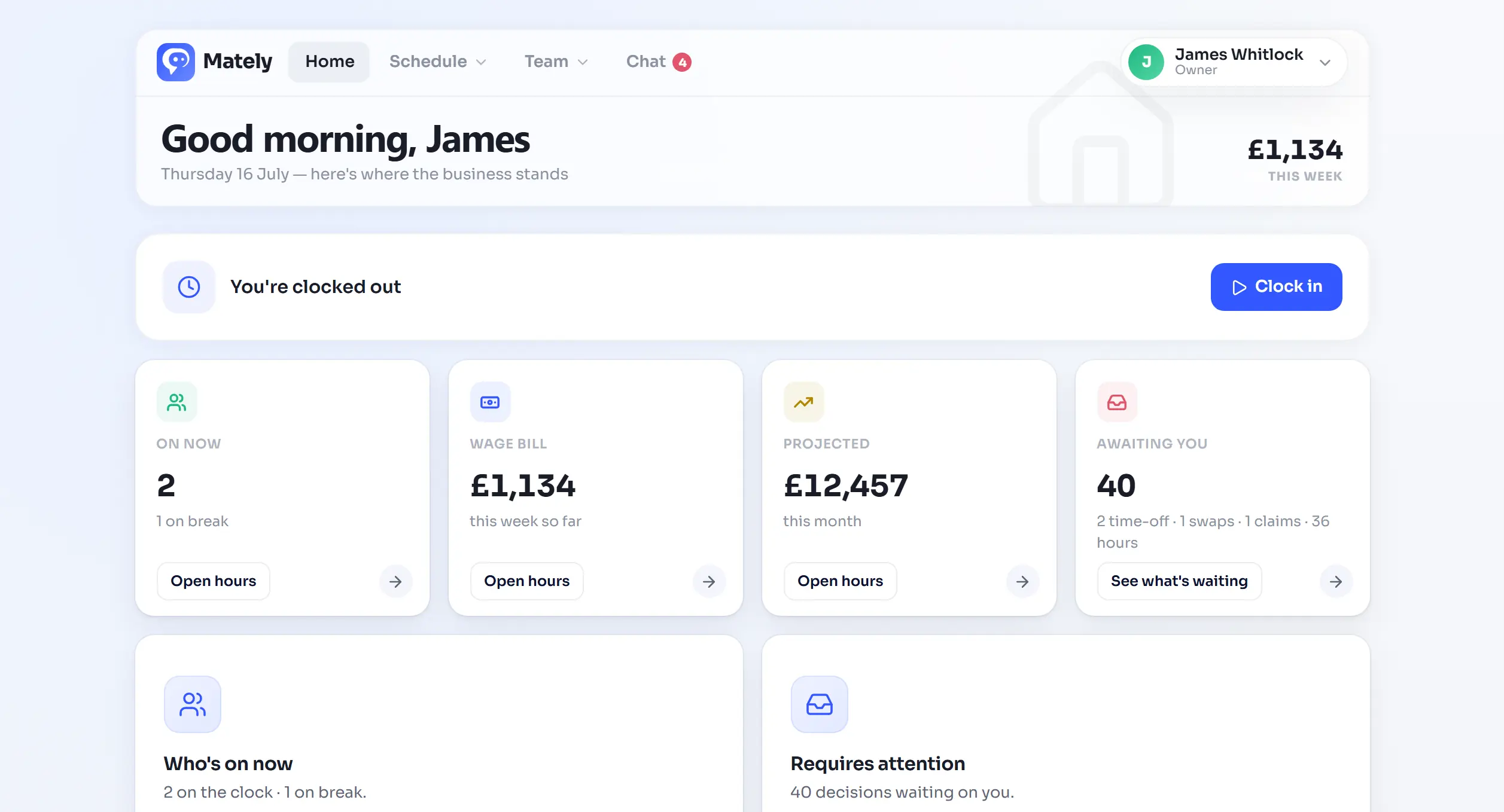 Mately manager dashboard